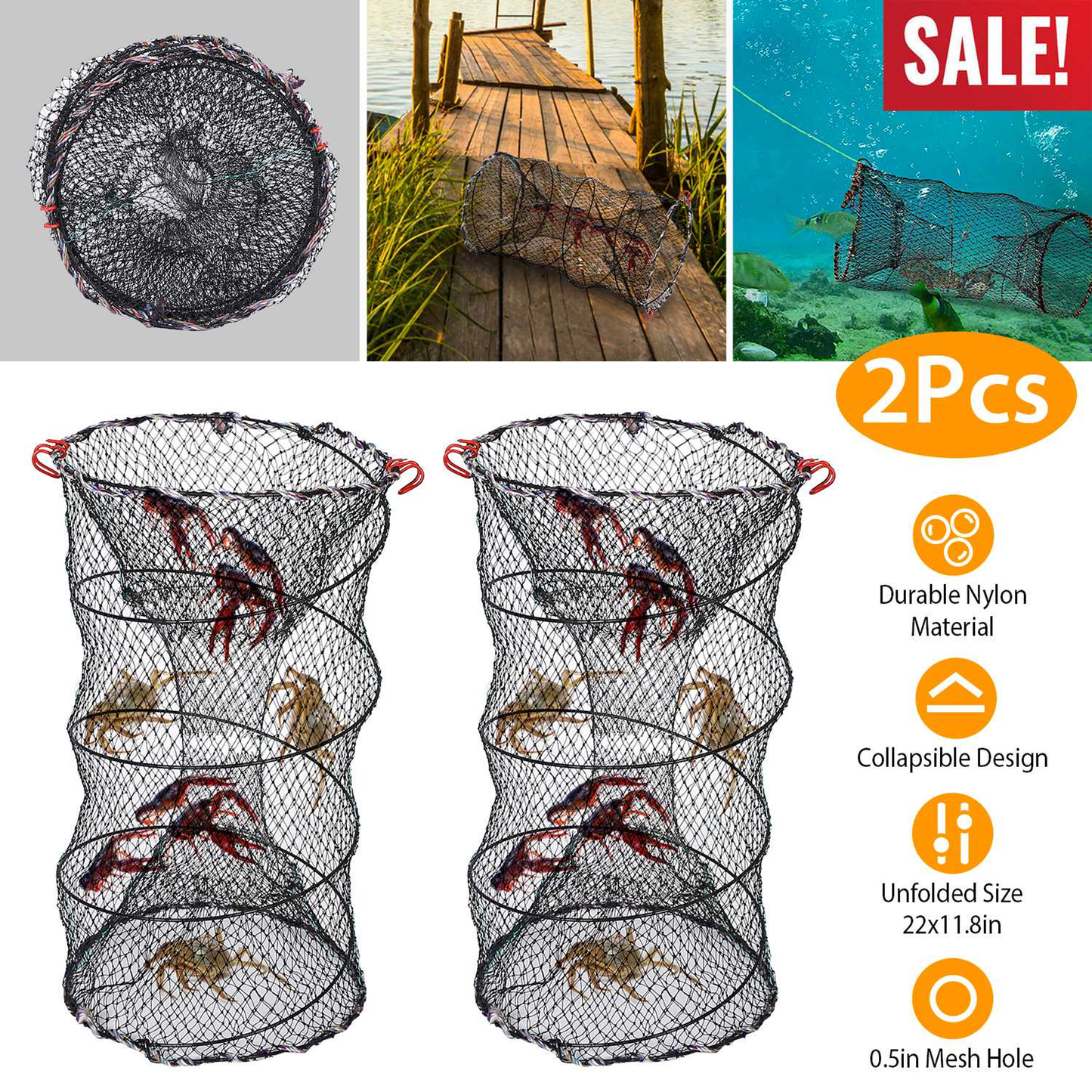 2-Piece Crab Trap Bait Nets for Shrimp and Lobster