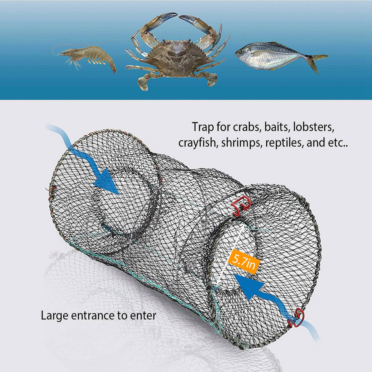 2-Piece Crab Trap Bait Nets for Shrimp and Lobster