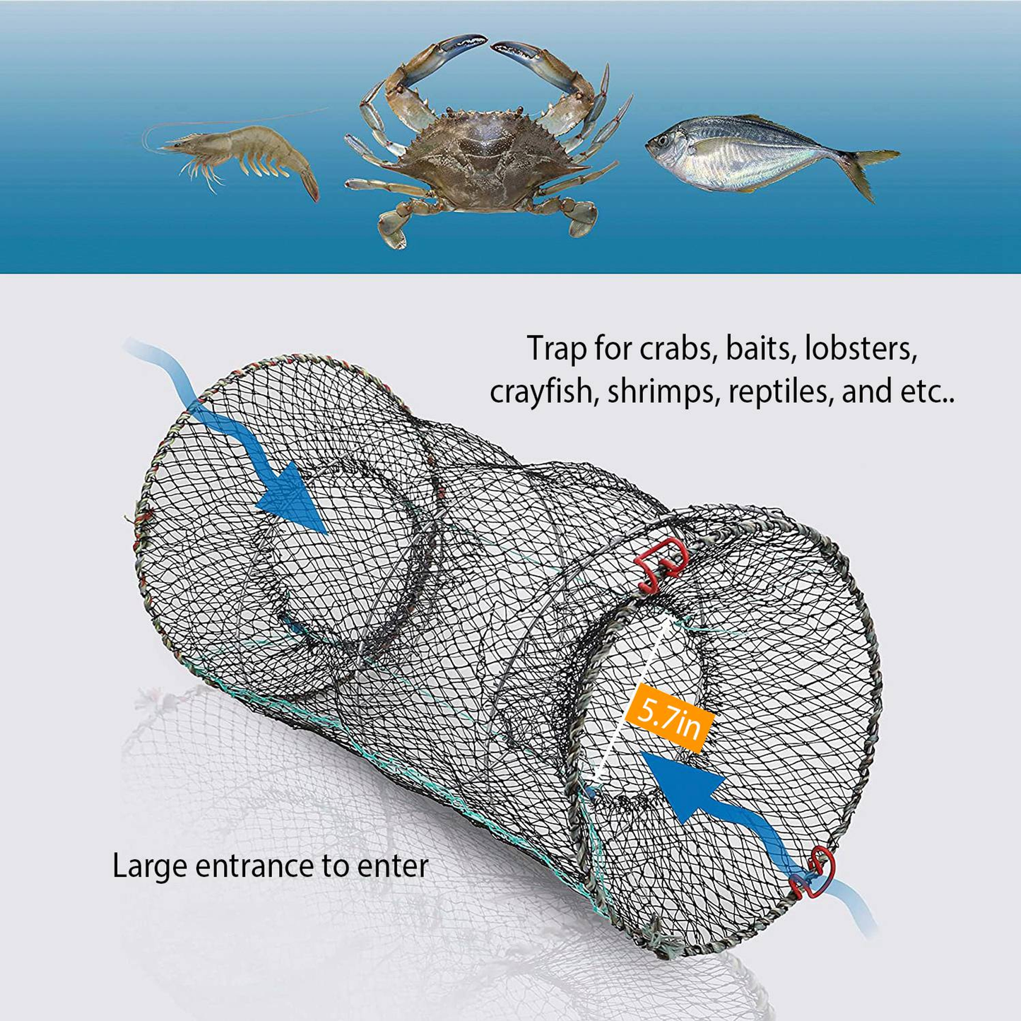 2-Piece Crab Trap Bait Nets for Shrimp and Lobster