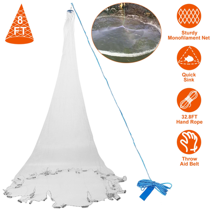 8 ft Radius Fishing Cast Net