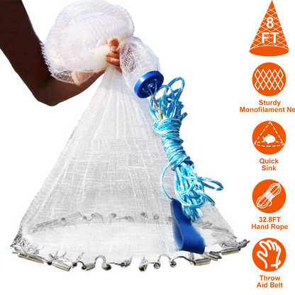 8 ft Radius Fishing Cast Net