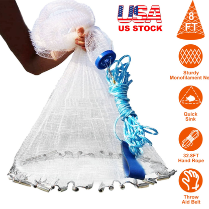 8 ft Radius Fishing Cast Net