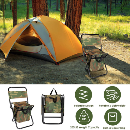 Foldable Fishing Chair with Built-In Cooler Bag