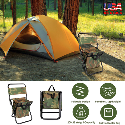 Foldable Fishing Chair with Built-In Cooler Bag