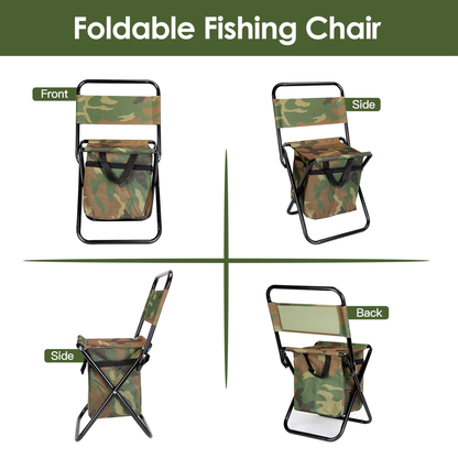 Foldable Fishing Chair with Built-In Cooler Bag