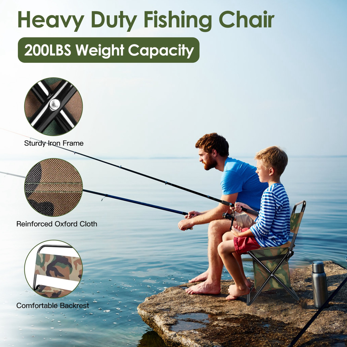 Foldable Fishing Chair with Built-In Cooler Bag