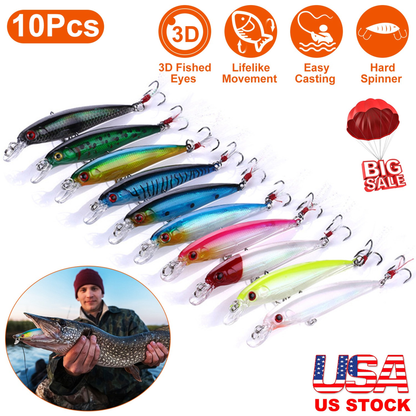 Spoon and Spinner Fishing Lure Kit (10-Pack)