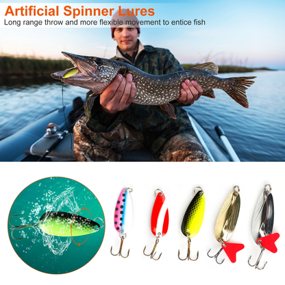 30-Piece Fishing Lures Kit with Metal Spoons and Spinners