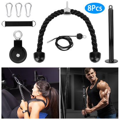 8-Piece Cable Pulley System for Home Gym Strength Training