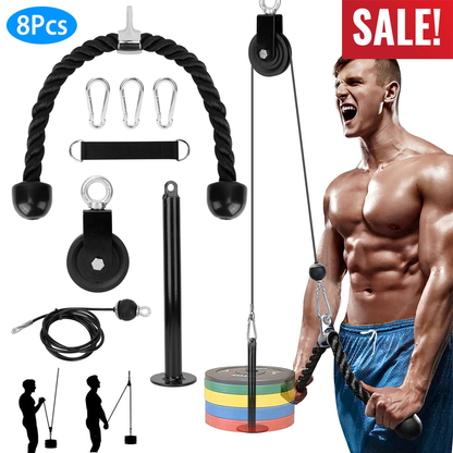 8-Piece Cable Pulley System for Home Gym Strength Training