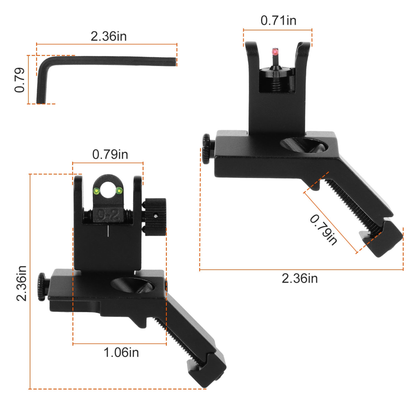Aluminum Flip-Up Sight Set, 45-Degree Offset