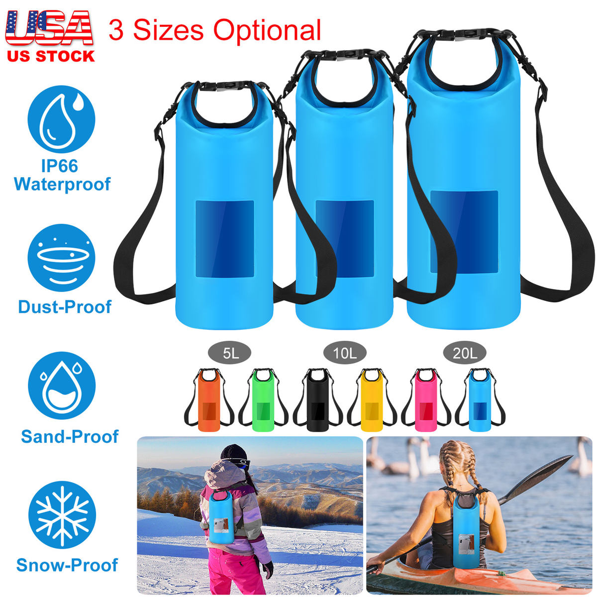 Floating Waterproof Dry Bag 20L (Blue)