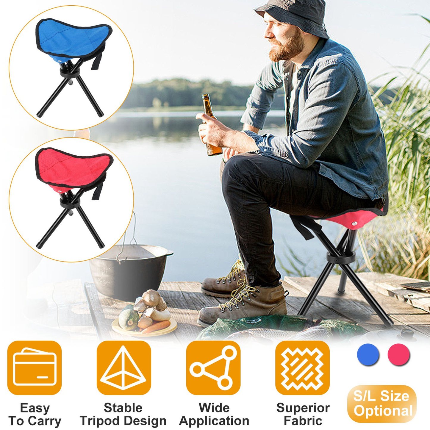 Folding Tripod Camping Stool