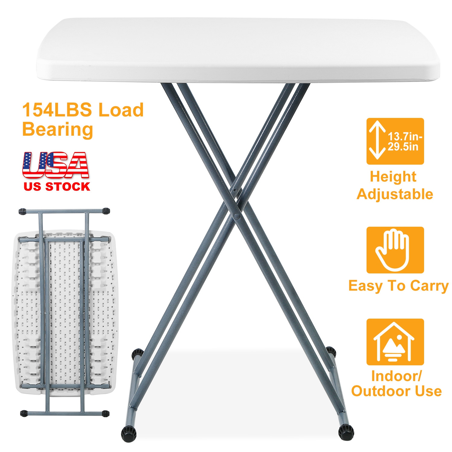 Height-Adjustable Folding Snack Table
