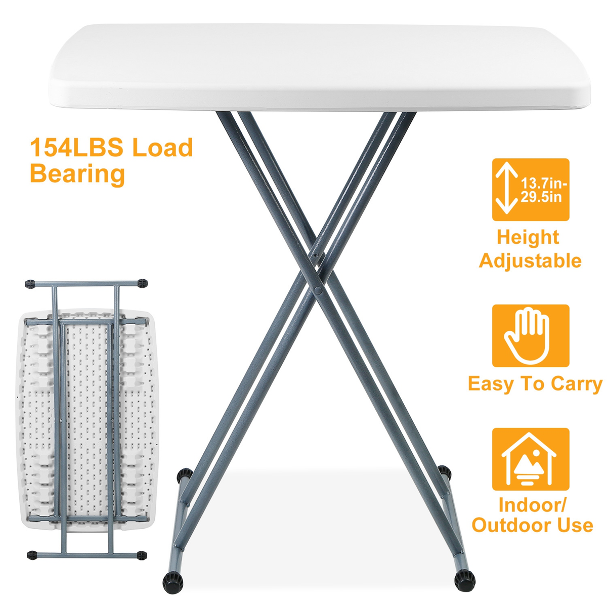 Height-Adjustable Folding Snack Table