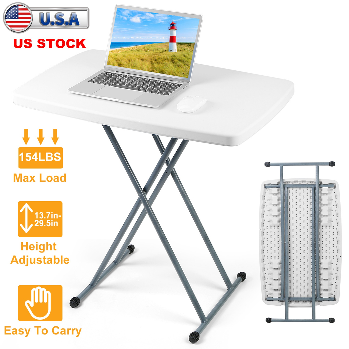 Height-Adjustable Folding Snack Table