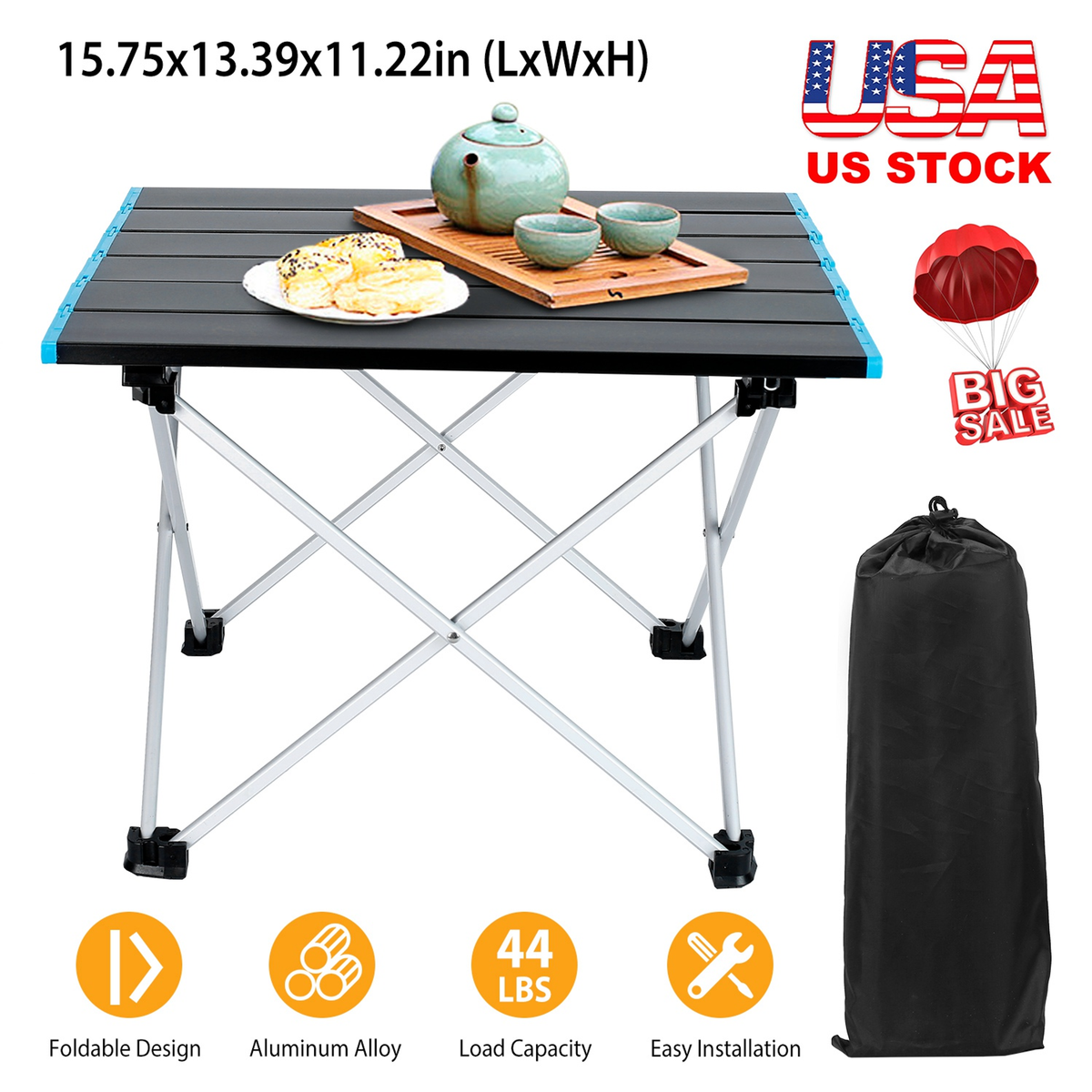Folding Camping Table Aluminum Alloy with Carry Bag