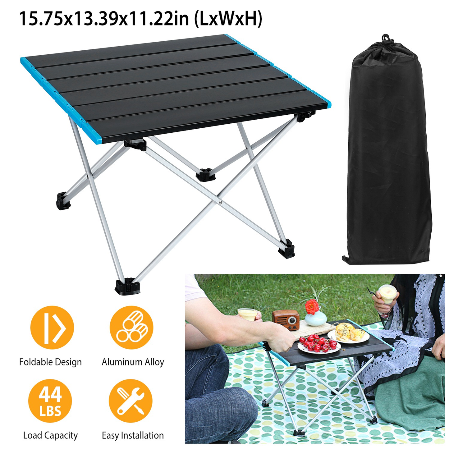 Folding Camping Table Aluminum Alloy with Carry Bag