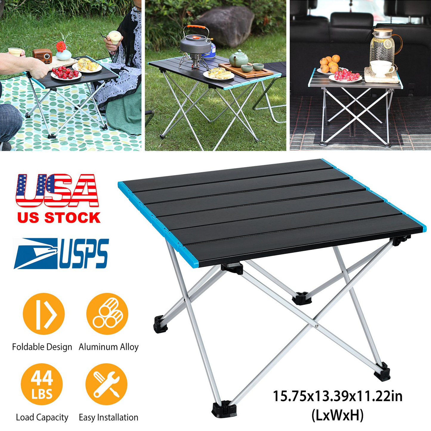 Folding Camping Table Aluminum Alloy with Carry Bag