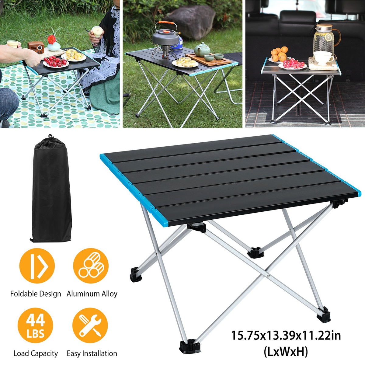Folding Camping Table Aluminum Alloy with Carry Bag
