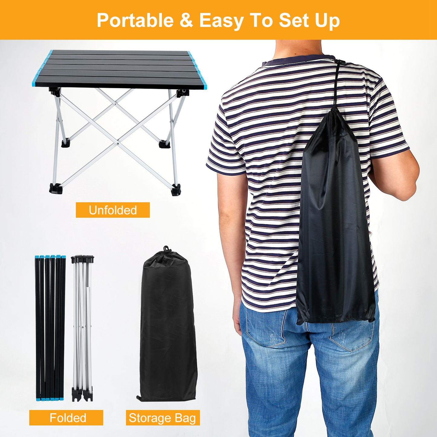 Folding Camping Table Aluminum Alloy with Carry Bag