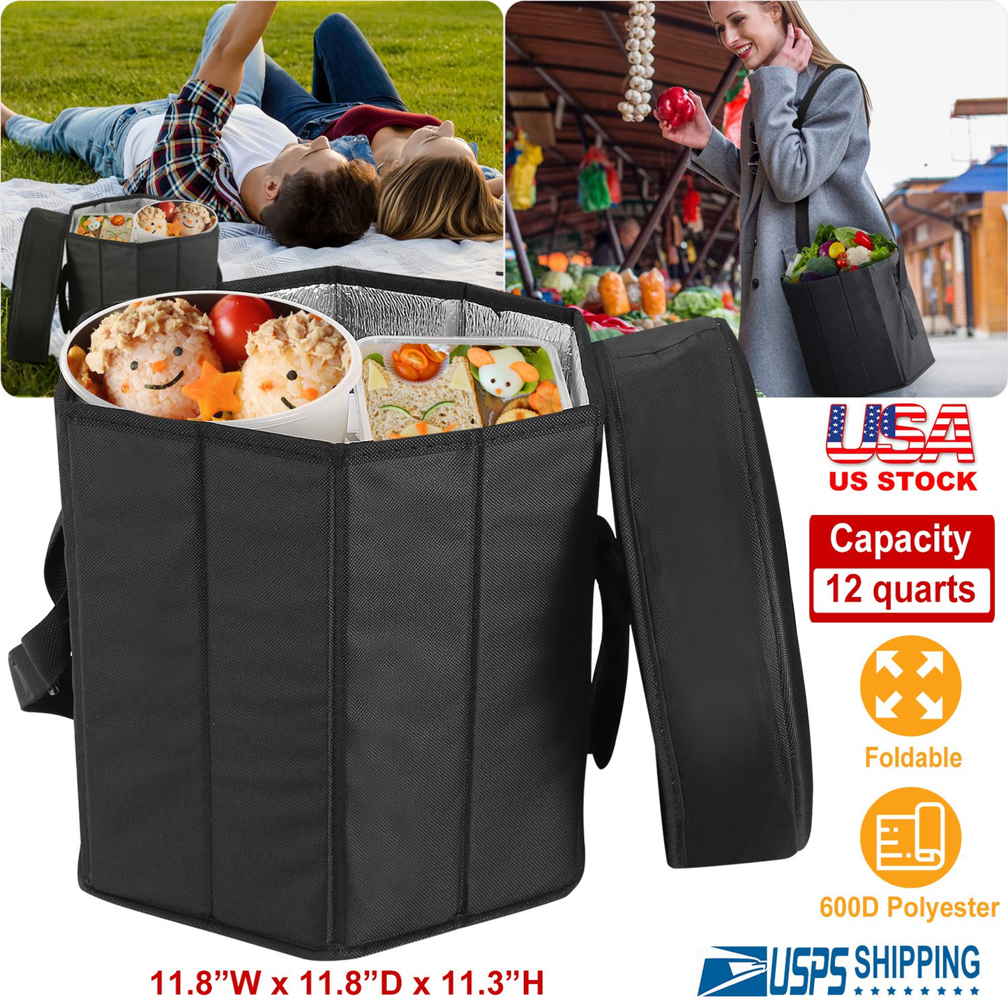 Collapsible Cooler Seat Bag with Shoulder Strap