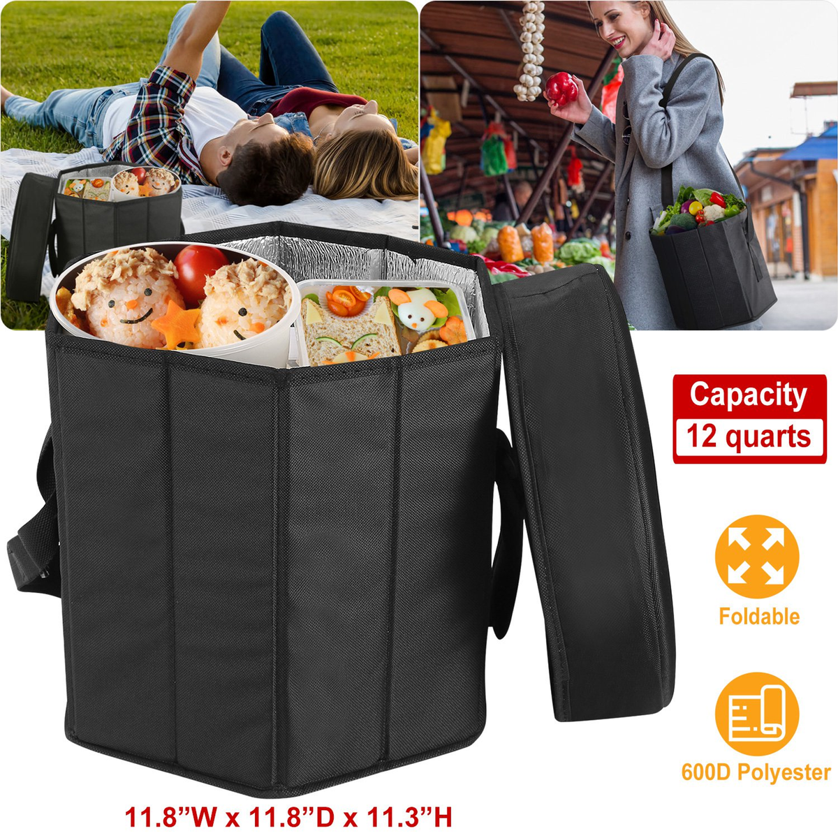 Collapsible Cooler Seat Bag with Shoulder Strap
