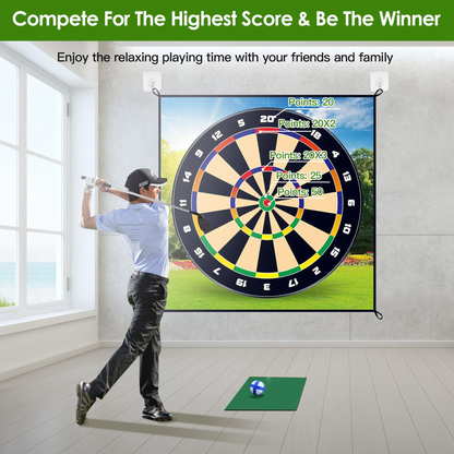 Golf Chipping and Dart Game Mat Set with Stakes