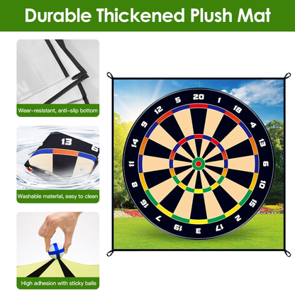 Golf Chipping and Dart Game Mat Set with Stakes