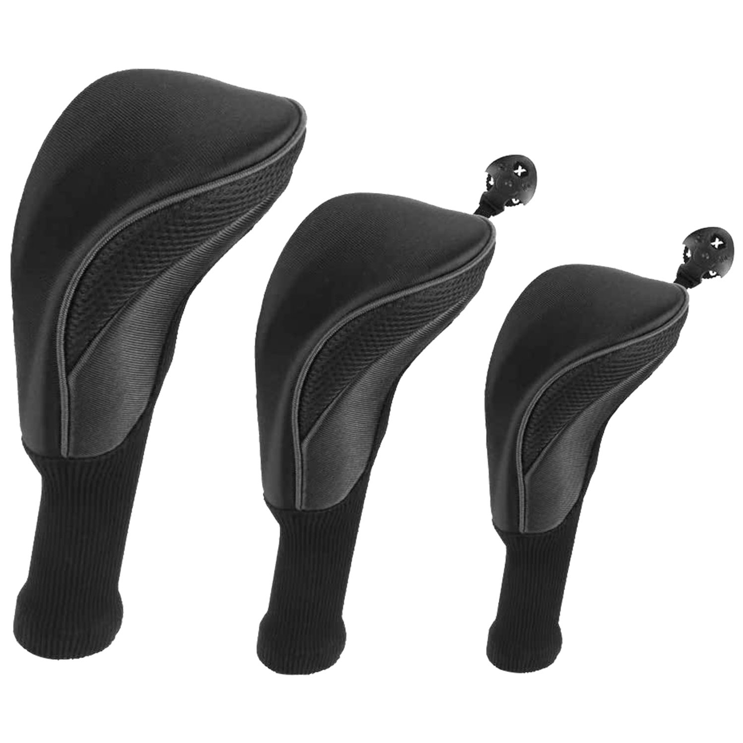 Mesh Golf Club Head Covers Set, 3-Piece with Long Neck