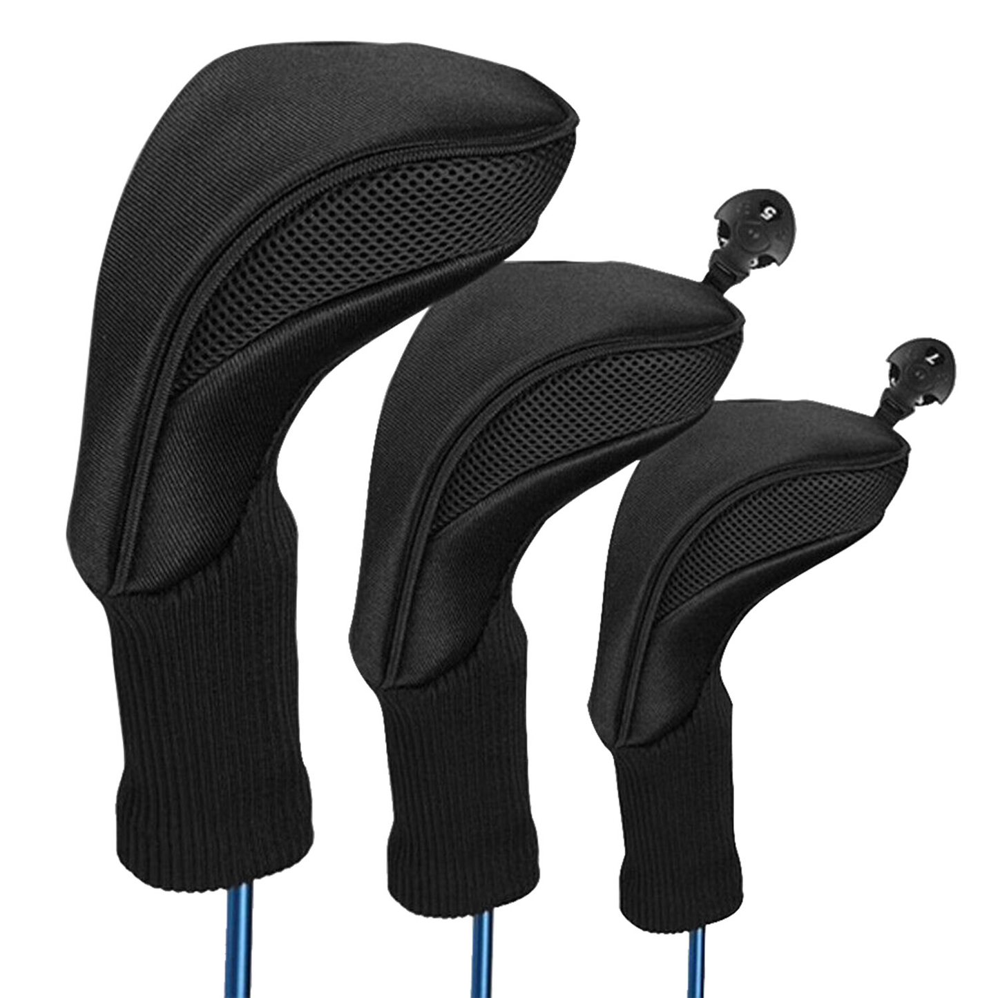 Mesh Golf Club Head Covers Set, 3-Piece with Long Neck
