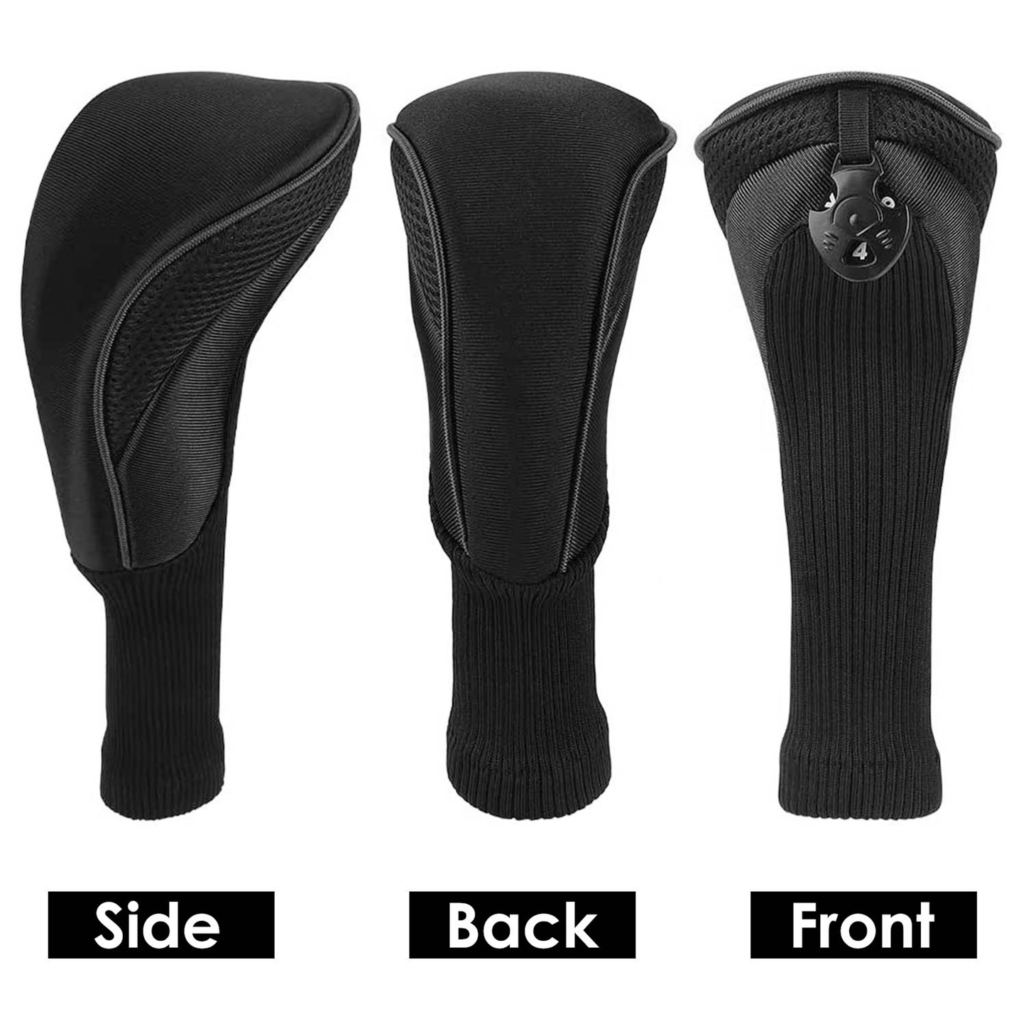 Mesh Golf Club Head Covers Set, 3-Piece with Long Neck