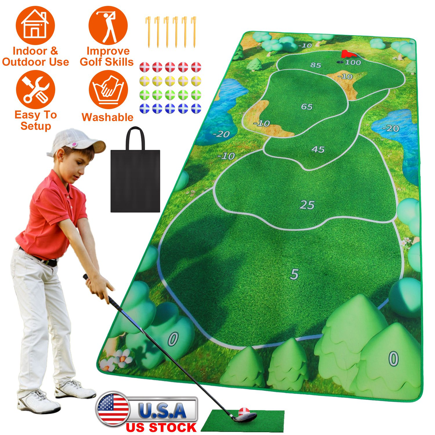 Golf Game Training Mat Set