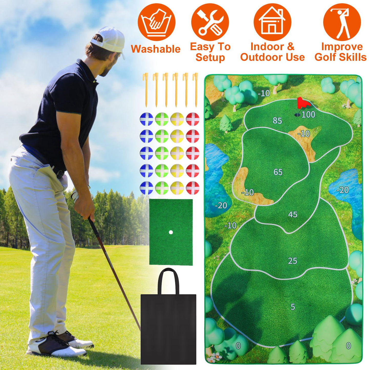 Golf Game Training Mat Set