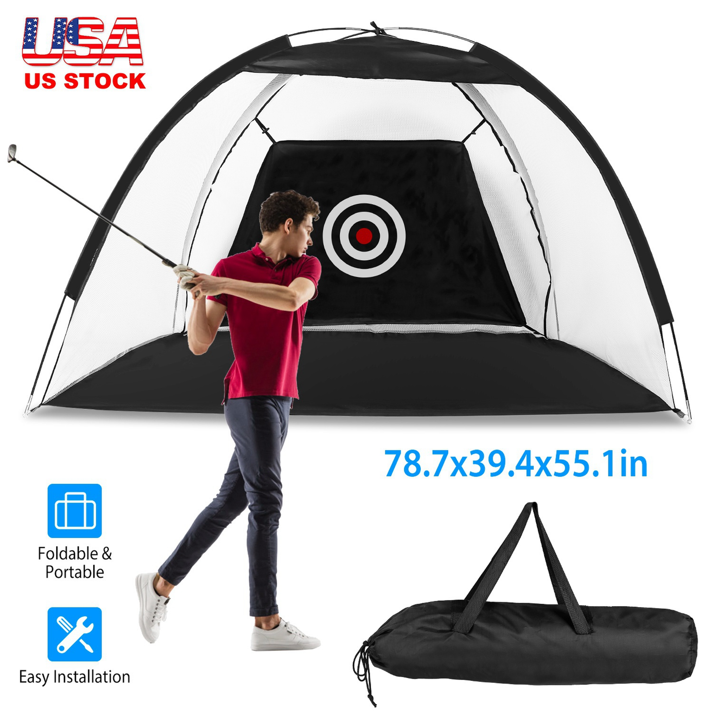 Portable Golf Hitting Net Driving and Practice Training Aid