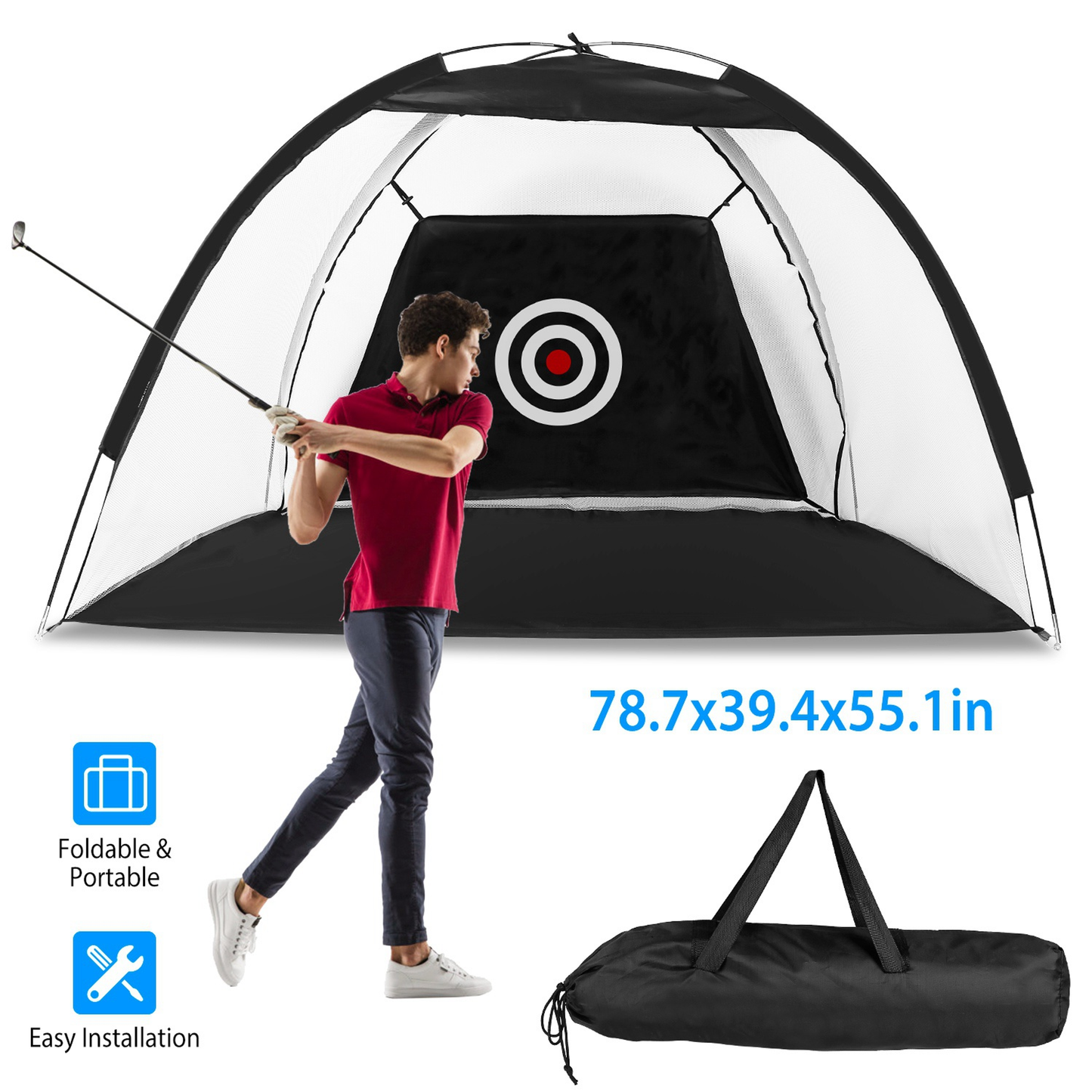 Portable Golf Hitting Net Driving and Practice Training Aid