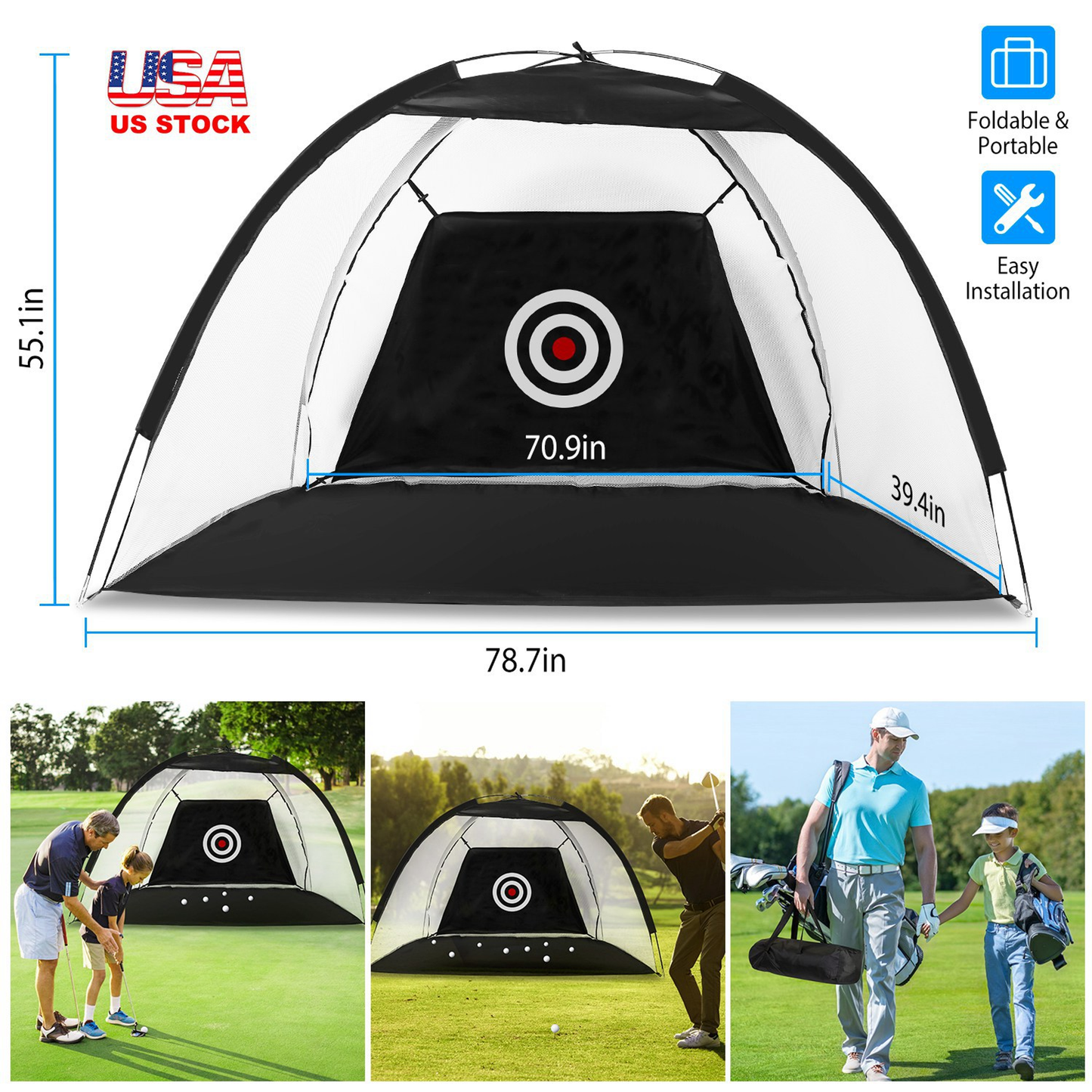 Portable Golf Hitting Net Driving and Practice Training Aid