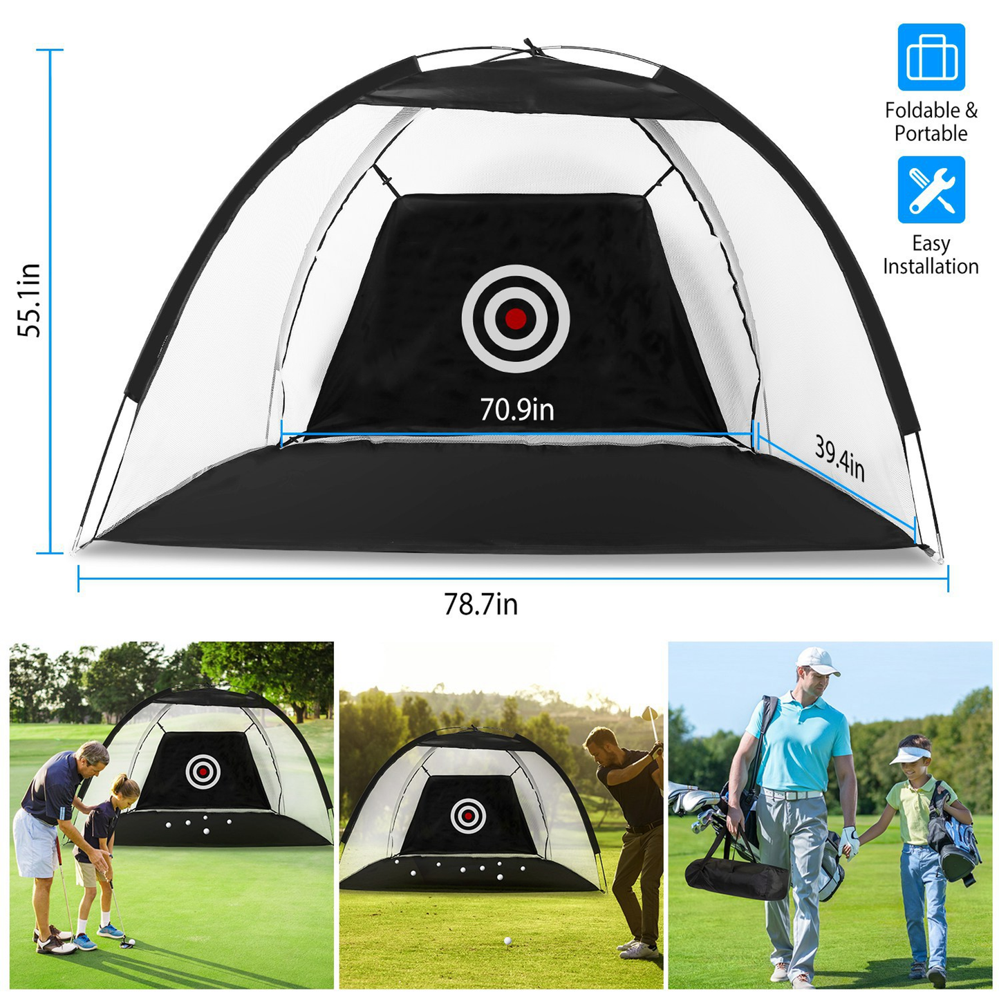 Portable Golf Hitting Net Driving and Practice Training Aid