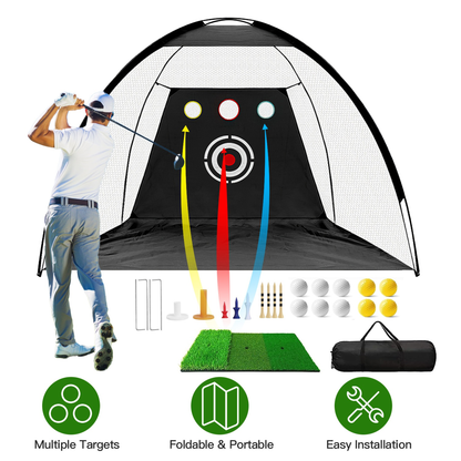 10x7 ft Golf Practice Net with Mat, Balls and Target