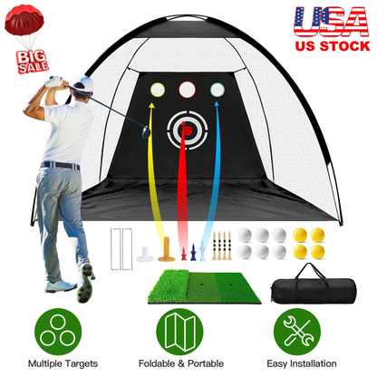 10x7 ft Golf Practice Net with Mat, Balls and Target