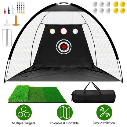 10x7 ft Golf Practice Net with Mat, Balls and Target