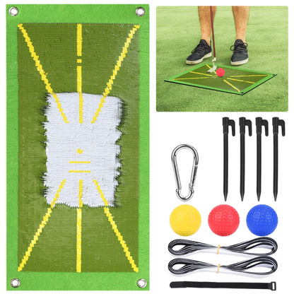 Golf Training Mat with Swing Path Alignment Guide