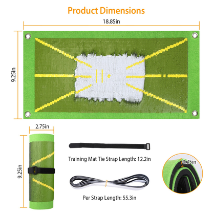 Golf Training Mat with Swing Path Alignment Guide