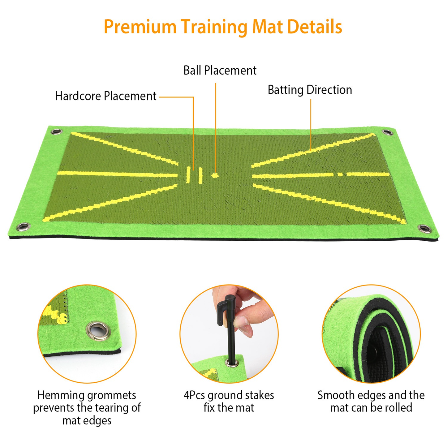 Golf Training Mat with Swing Path Alignment Guide