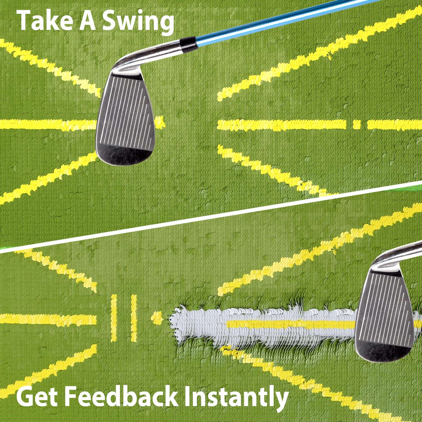 Golf Training Mat with Swing Path Alignment Guide