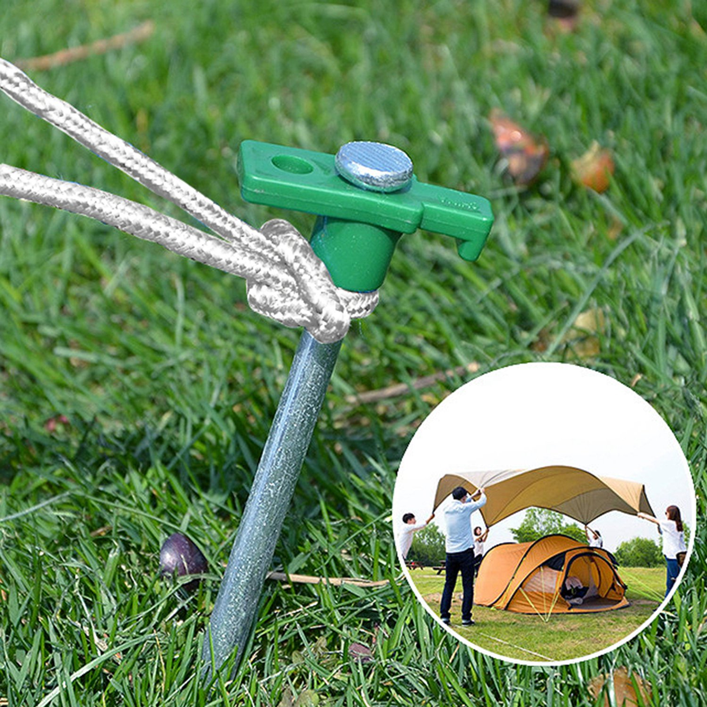 Tent Stakes and Wind Ropes Set (20 Stakes)