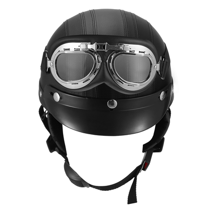 Open Face Motorcycle Half Helmet with Goggles