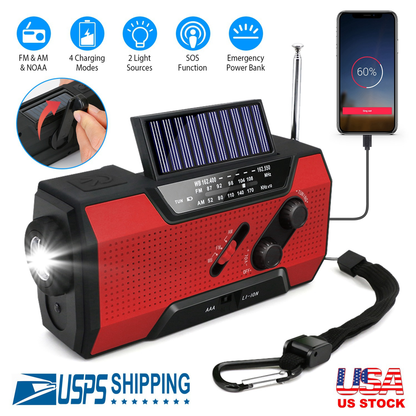 Emergency Solar Hand Crank Weather Radio Flashlight