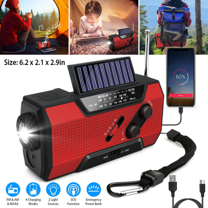 Emergency Solar Hand Crank Weather Radio Flashlight
