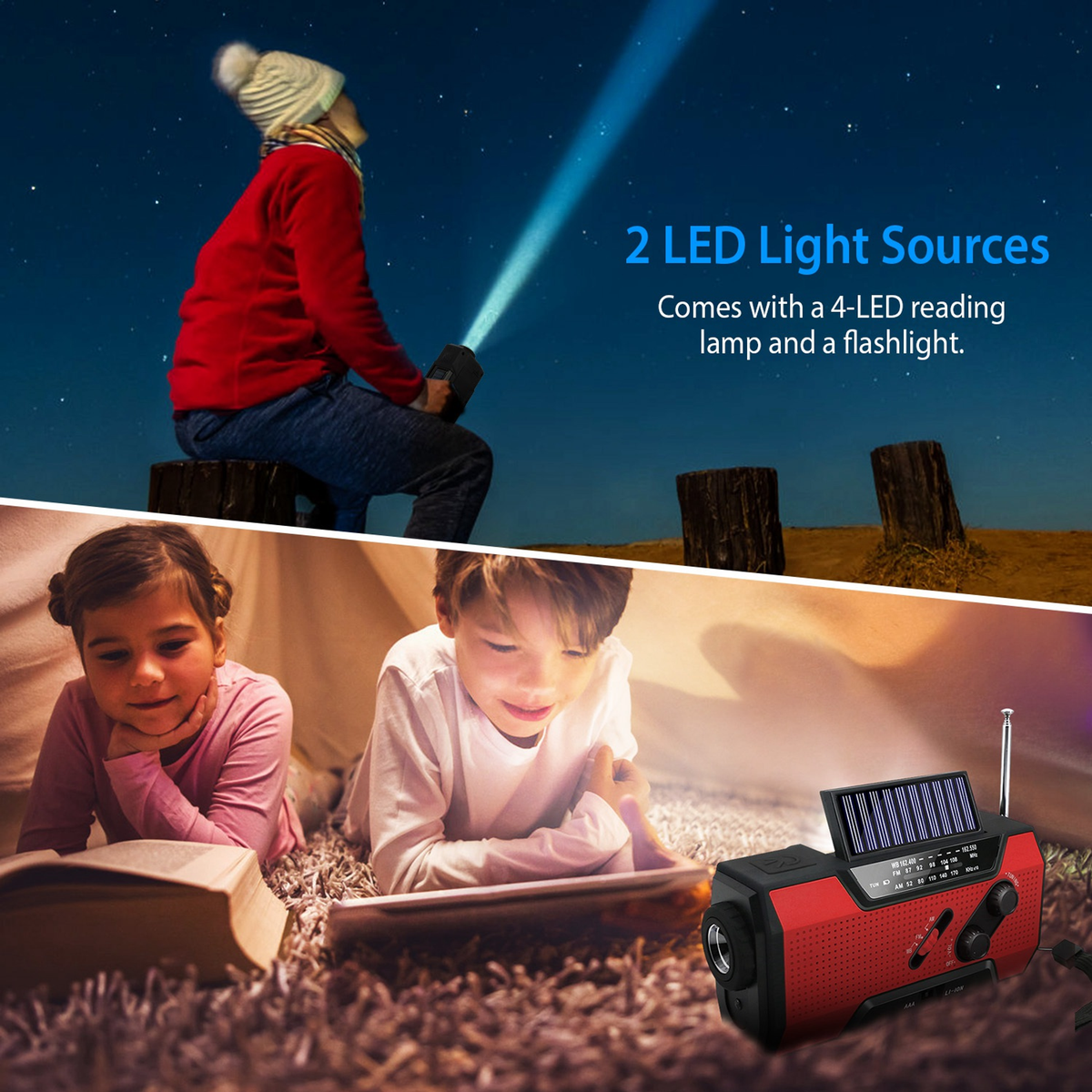 Emergency Solar Hand Crank Weather Radio Flashlight